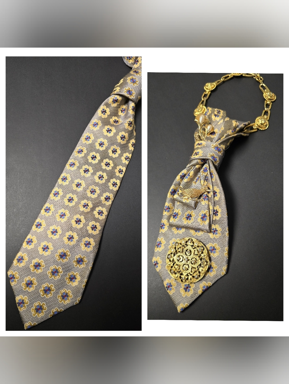 Siena Collezione Gold Geometric Pattern Tie (Jewelry Not Included)